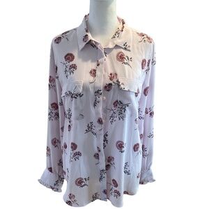NWT LOFT Ann Taylor lavender/pink floral blouse size medium